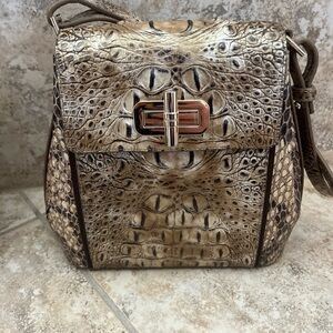 🌹Brahmin Margo Crossbody Croc/Snake Cashew Cooper Leather Bag